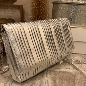 Moda Luxe Esmeralda Metallic Silver Clutch